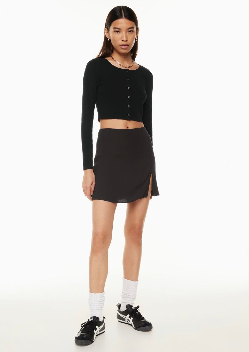 Aritzia Sunday Best Tatiana Mini Skirt Black Size 4 Side Slit Viscose